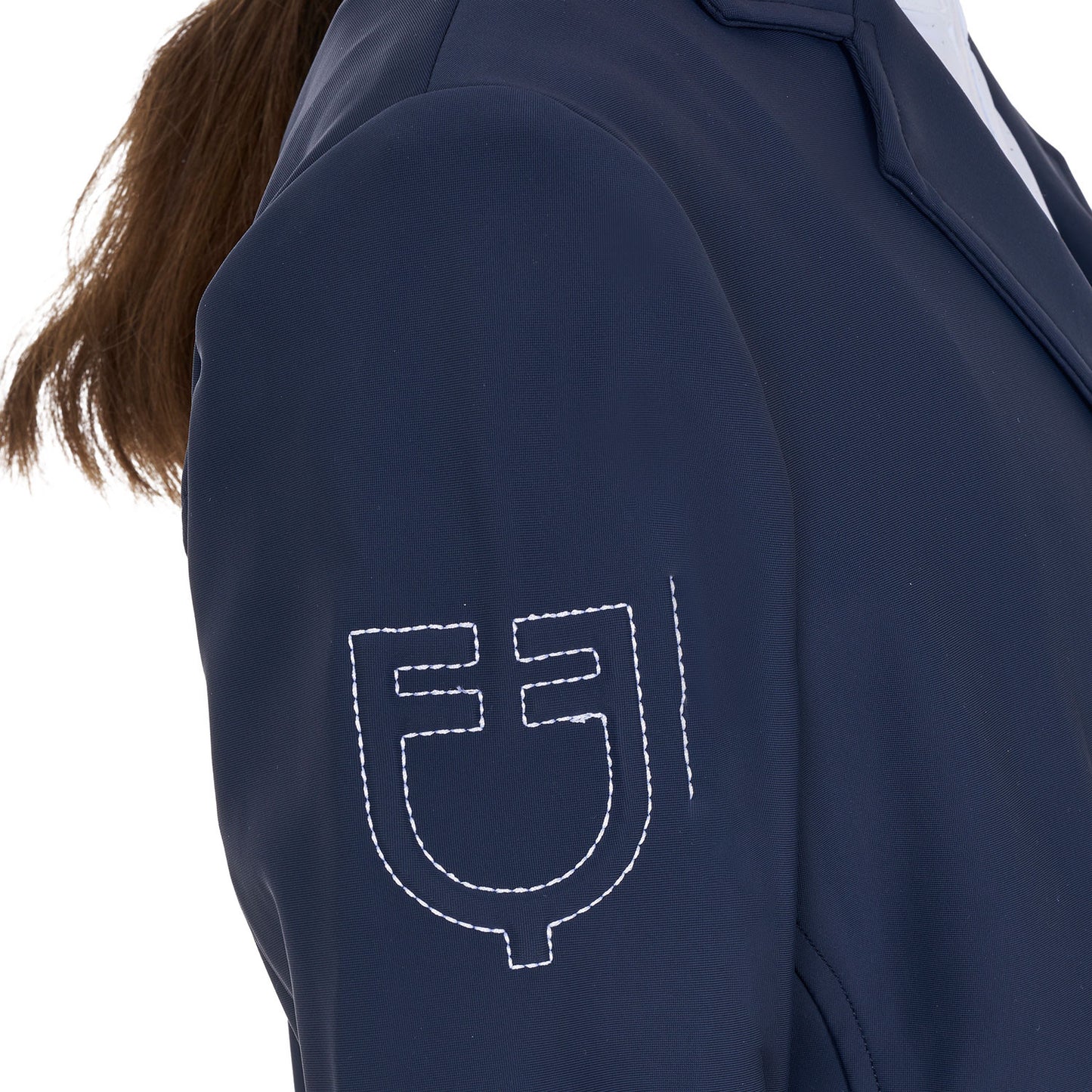 Chaqueta unisex infantil de concurso tres botones Equestro X FISE - Navy Blazer