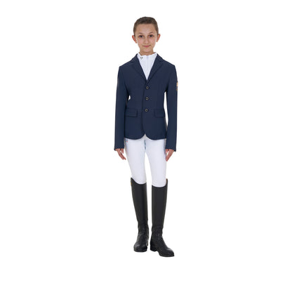 Chaqueta unisex infantil de concurso tres botones Equestro X FISE - Navy Blazer