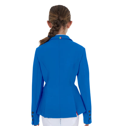 Chaqueta unisex infantil de concurso tres botones Equestro X FISE - Azzurro Savoia