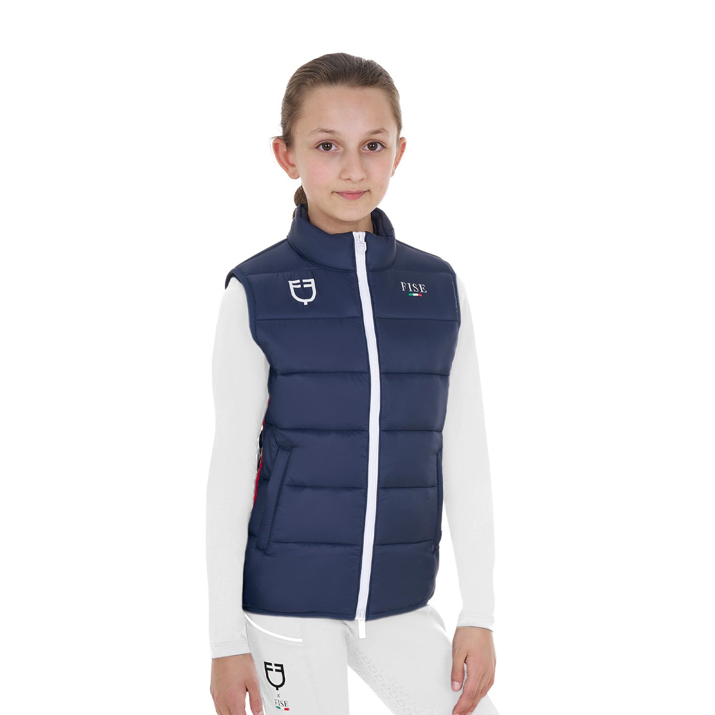 Chaleco sin mangas unisex para niños slim fit Equestro X FISE - Navy Blazer