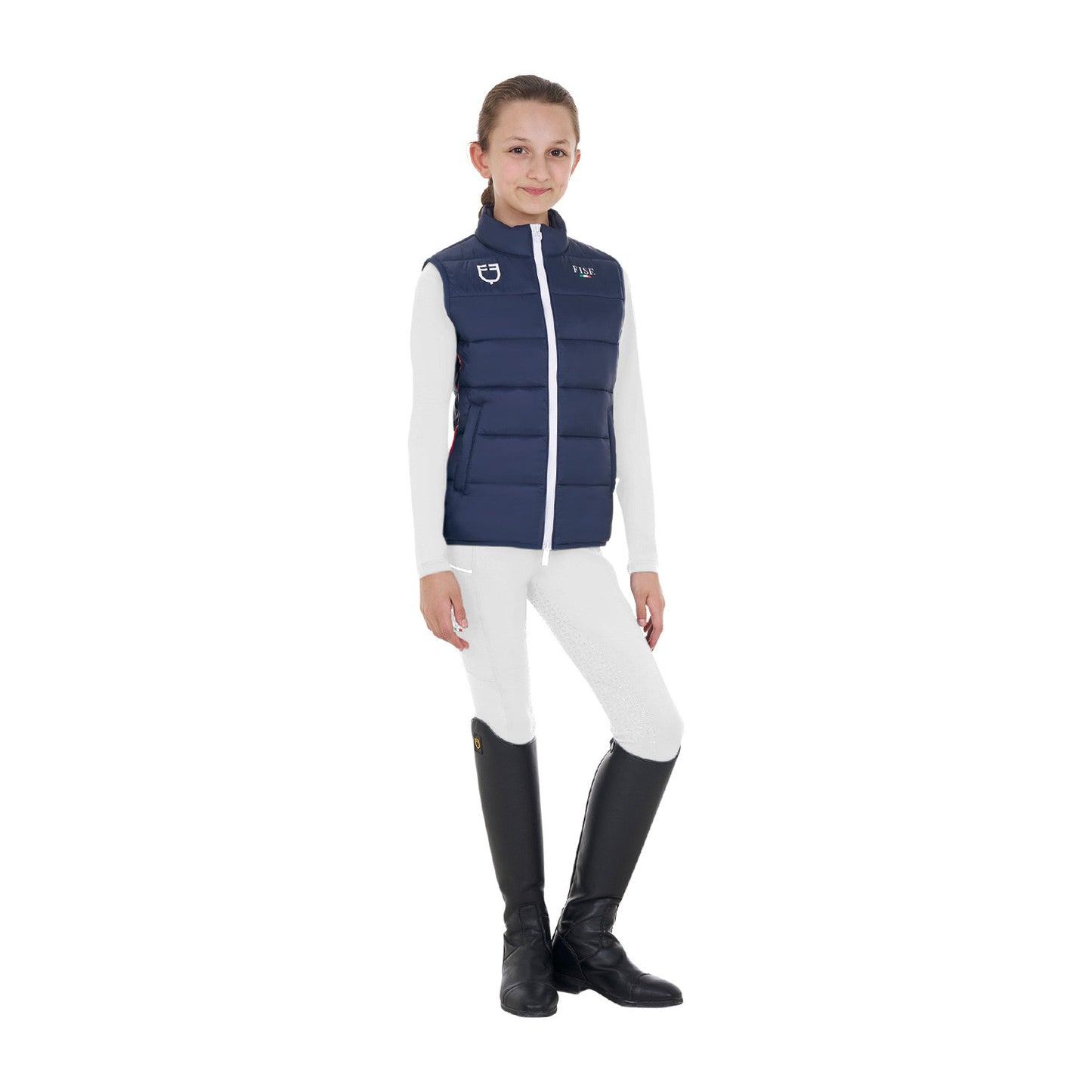 Chaleco sin mangas unisex para niños slim fit Equestro X FISE - Navy Blazer