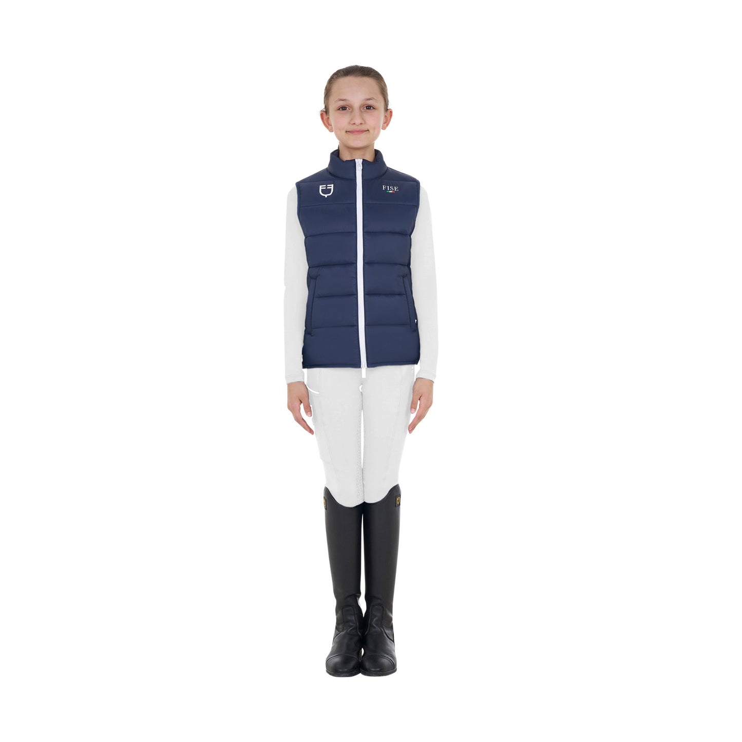 Chaleco sin mangas unisex para niños slim fit Equestro X FISE - Navy Blazer