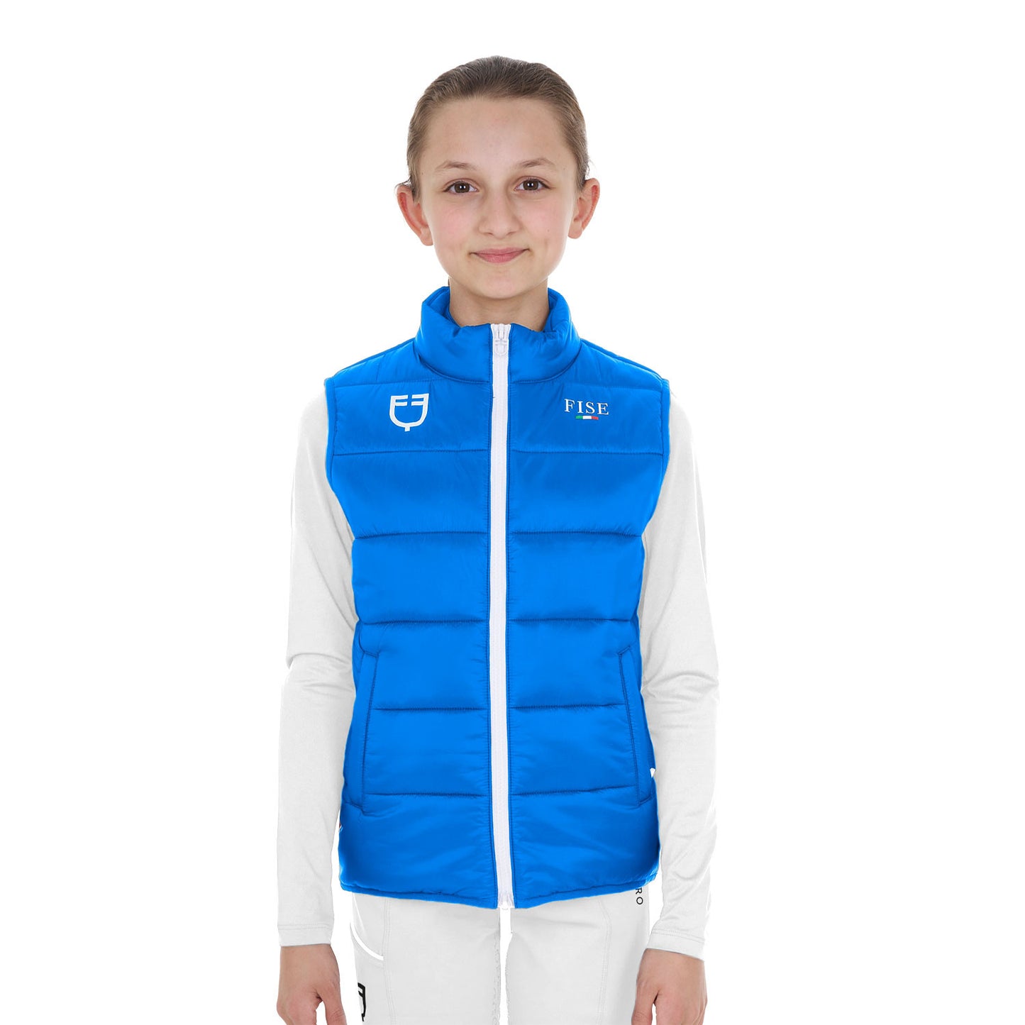 Chaleco sin mangas unisex para niños slim fit Equestro X FISE - Azzurro Savoia