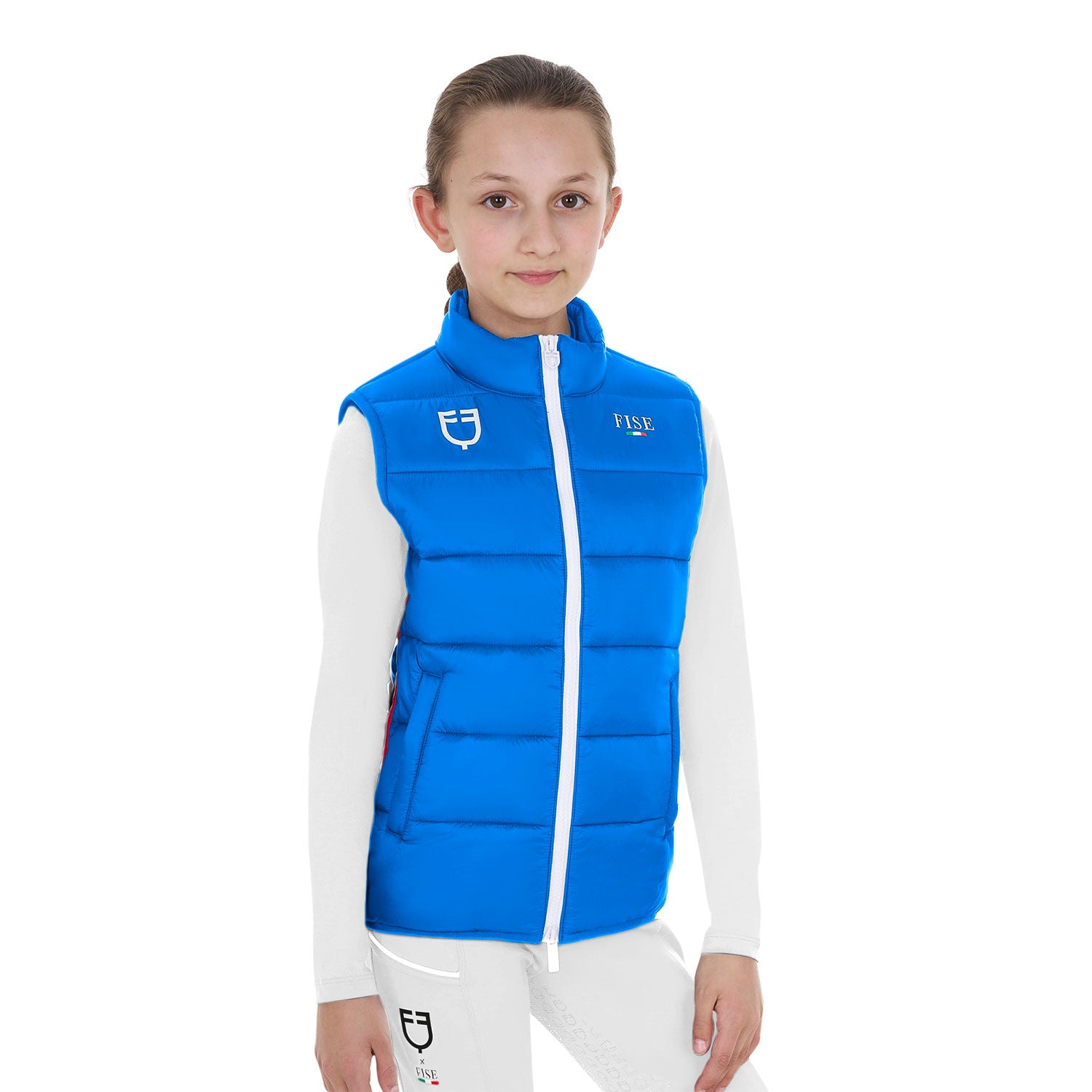 Chaleco sin mangas unisex para niños slim fit Equestro X FISE - Azzurro Savoia