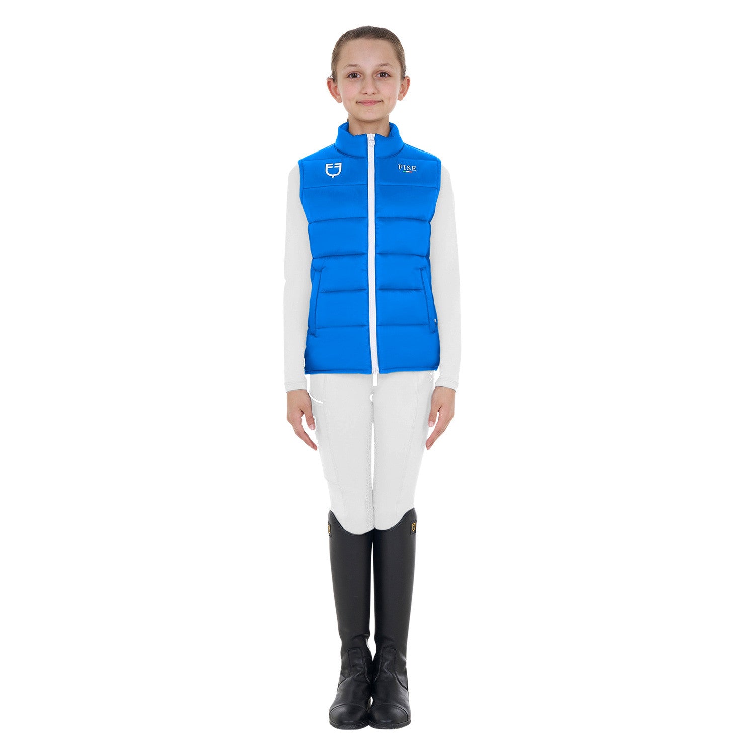 Chaleco sin mangas unisex para niños slim fit Equestro X FISE - Azzurro Savoia