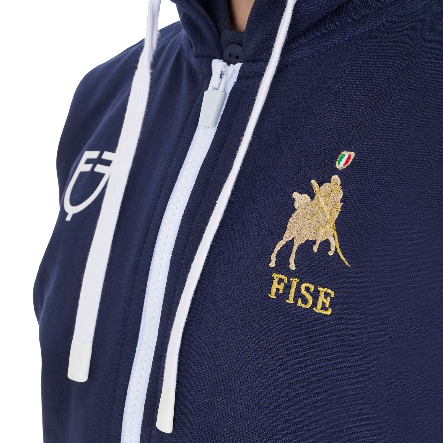 Sudadera unisex para niños con capucha Equestro X FISE - Navy Blazer