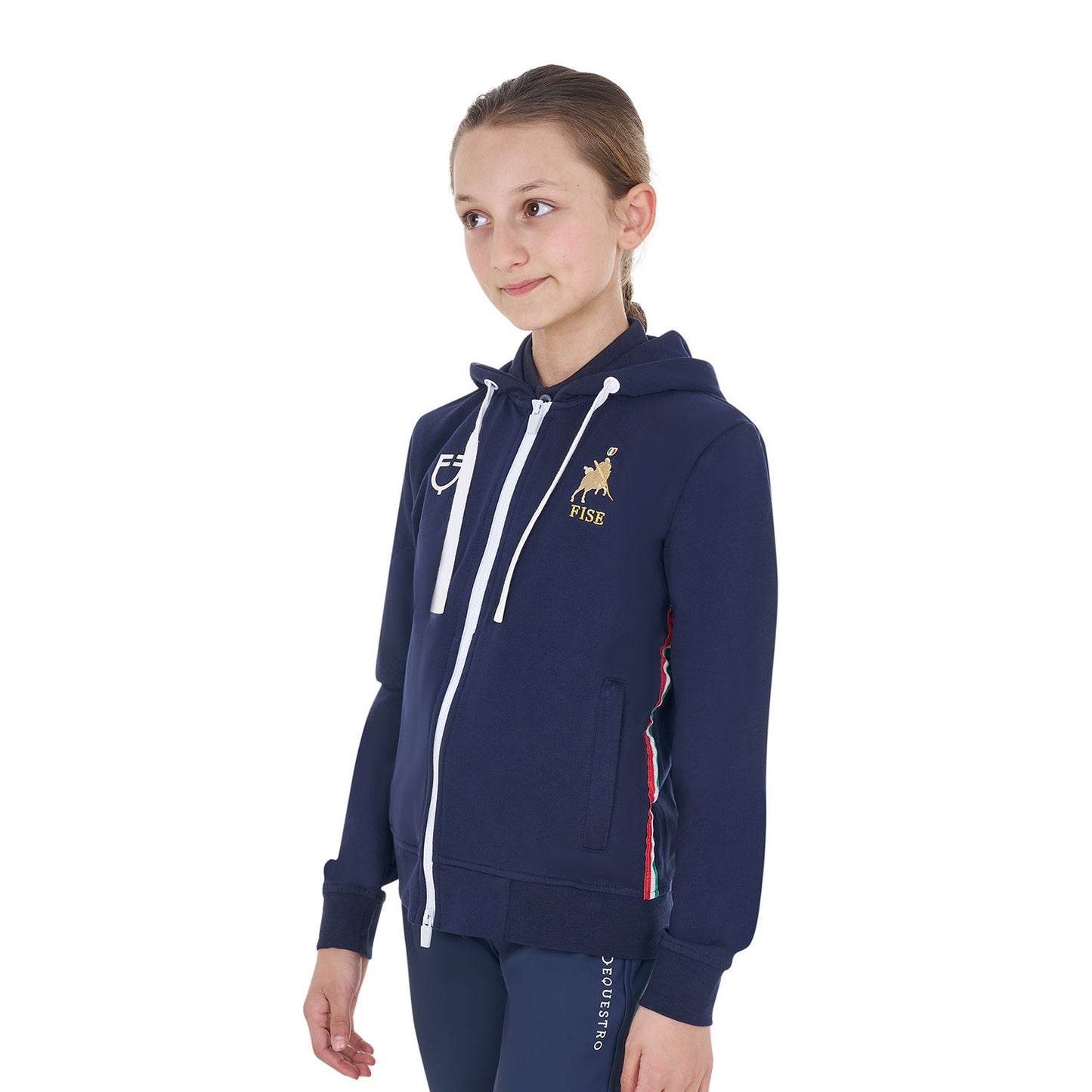 Sudadera unisex para niños con capucha Equestro X FISE - Navy Blazer