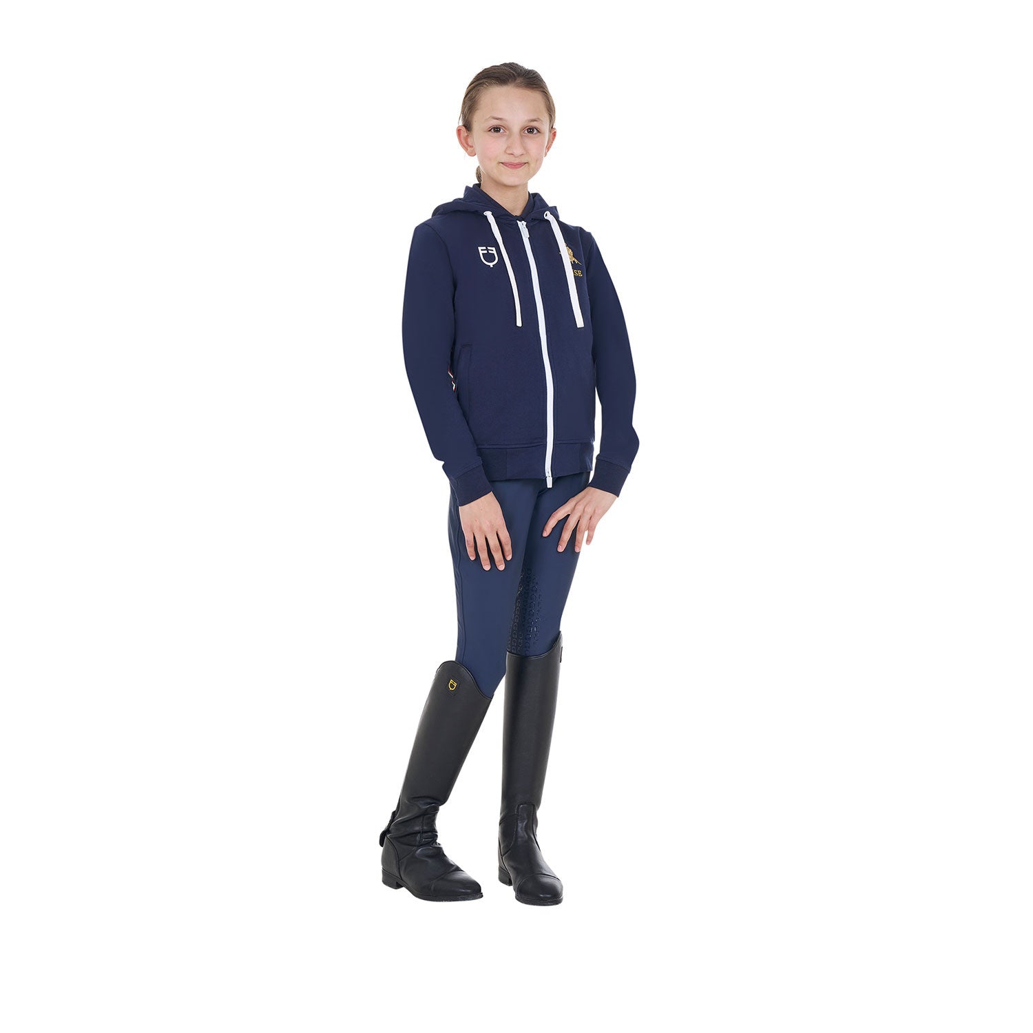 Sudadera unisex para niños con capucha Equestro X FISE - Navy Blazer