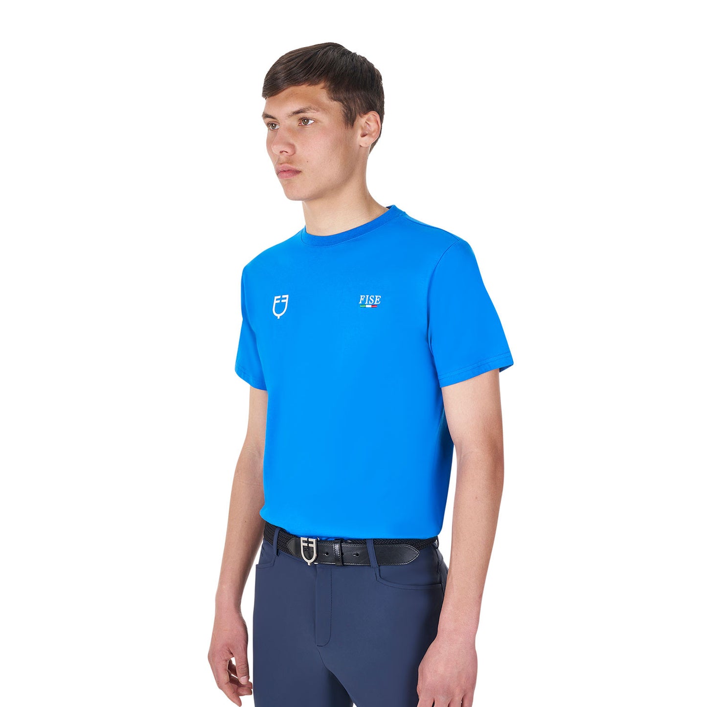 Camiseta de hombre slim fit Equestro X FISE - Azzurro Savoia