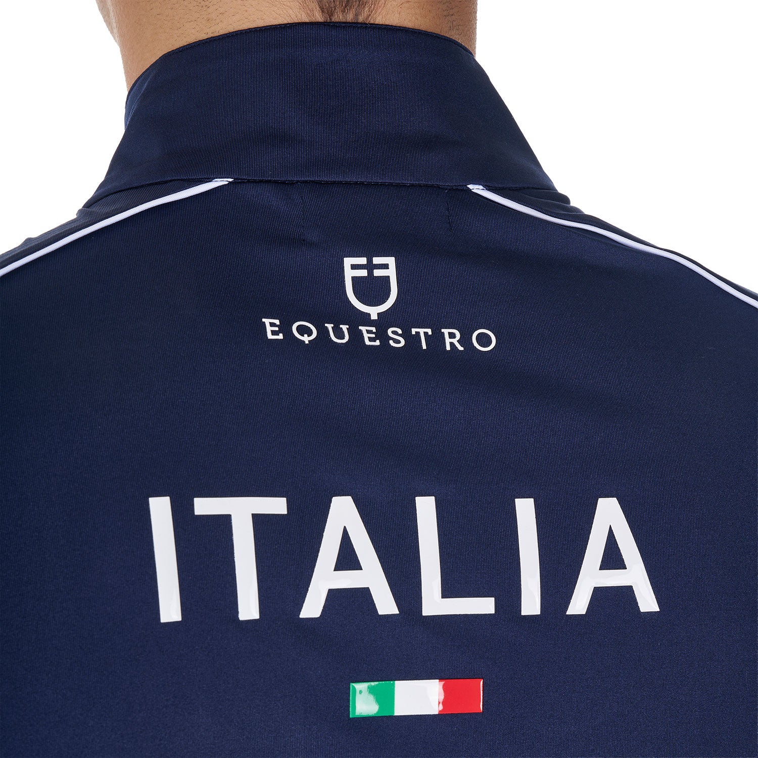 Polo de hombre de entrenamiento con cremallera tricolor Equestro X FISE - Navy Blazer