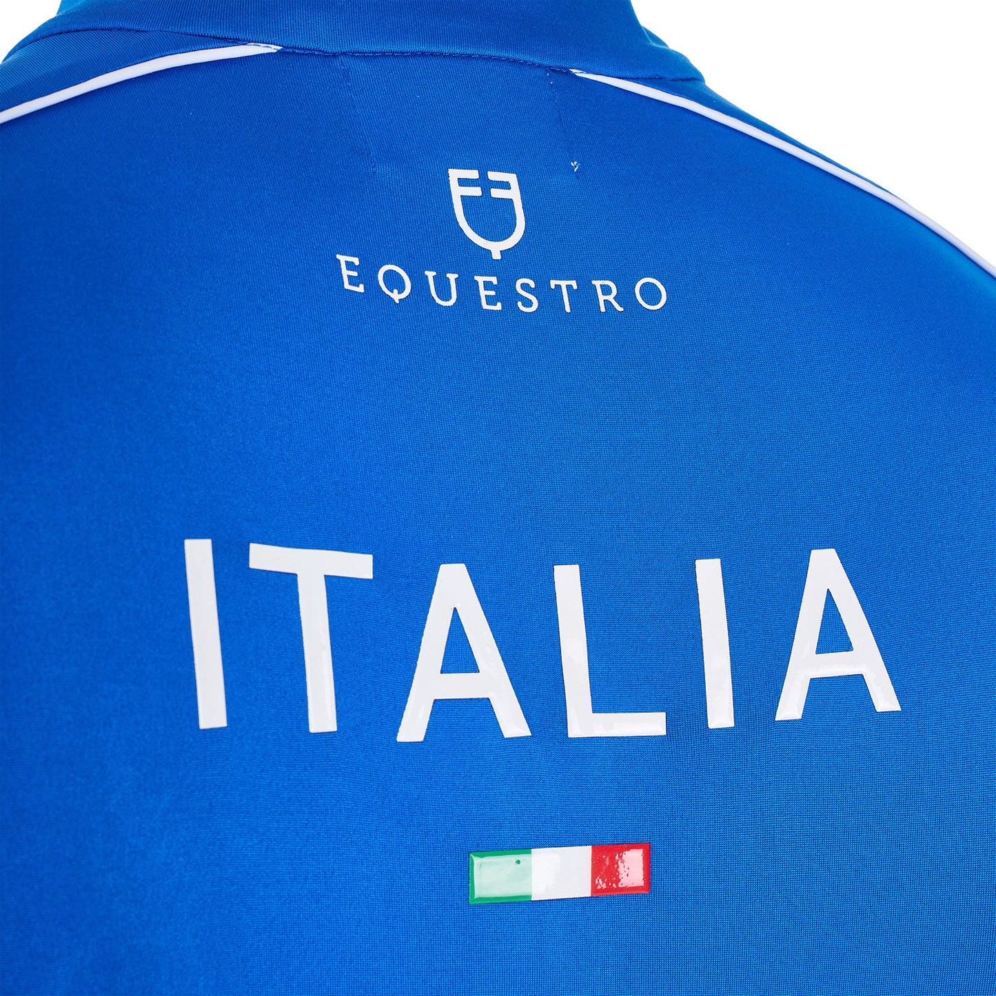 Polo de hombre de entrenamiento con cremallera tricolor Equestro X FISE - Azzurro Savoia