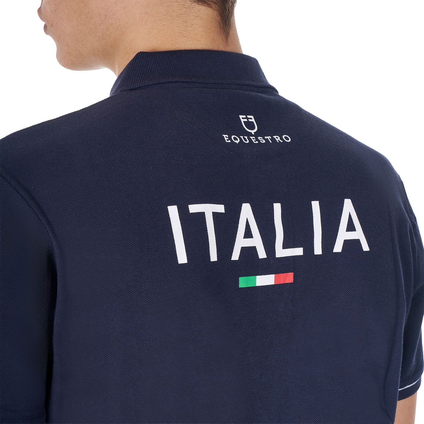 Polo de hombre de entrenamiento tres botones Equestro X FISE - Navy Blazer