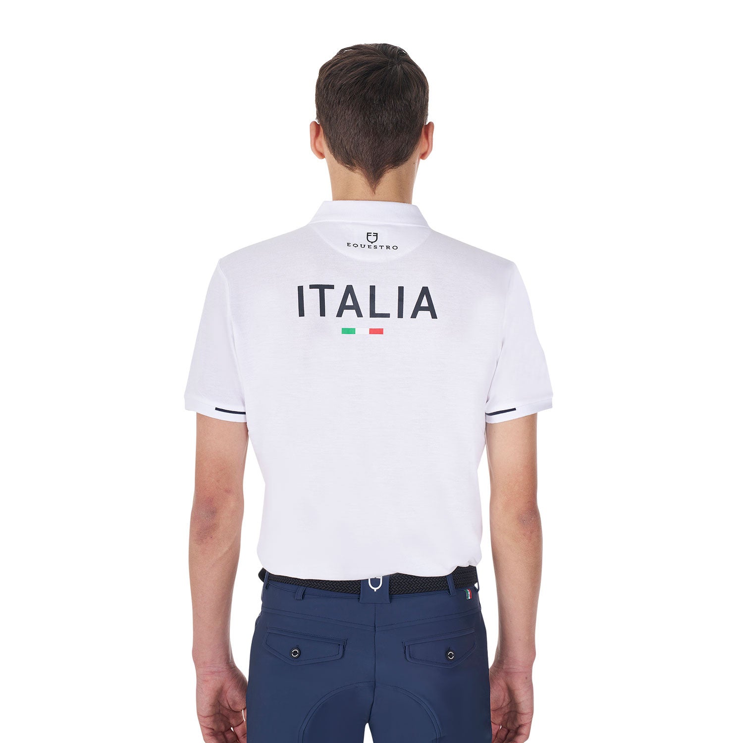 Polo de hombre de entrenamiento tres botones Equestro X FISE - Blanco