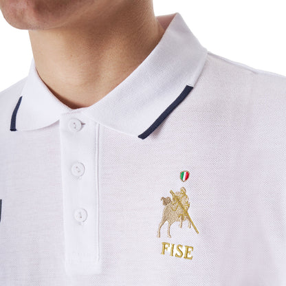 Polo de hombre de entrenamiento tres botones Equestro X FISE - Blanco
