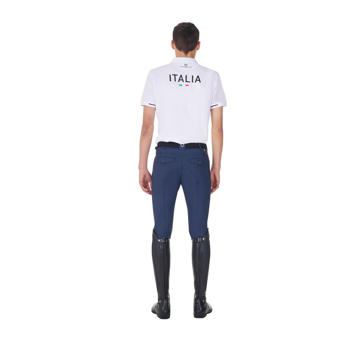 Polo de hombre de entrenamiento tres botones Equestro X FISE - Blanco