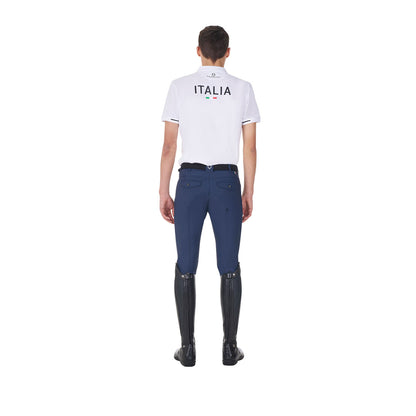 Polo de hombre de entrenamiento tres botones Equestro X FISE - Blanco