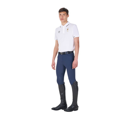 Polo de hombre de entrenamiento tres botones Equestro X FISE - Blanco