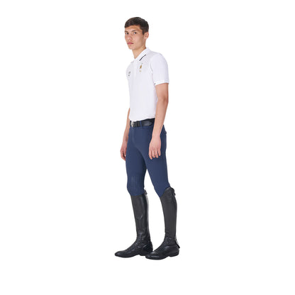 Polo de hombre de entrenamiento tres botones Equestro X FISE - Blanco