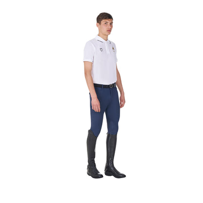 Polo de hombre de entrenamiento tres botones Equestro X FISE - Blanco