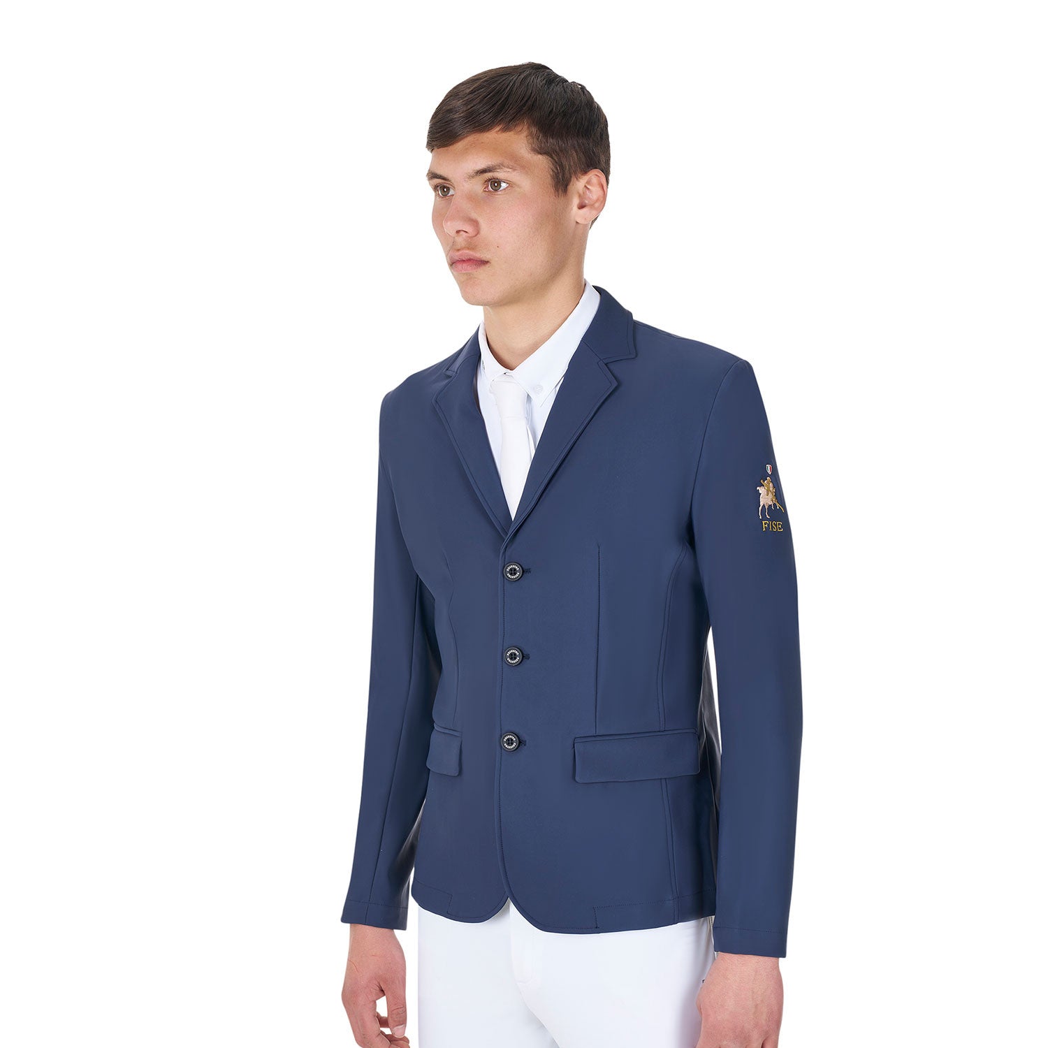 Chaqueta de hombre de concurso tres botones Equestro X FISE - Navy Blazer