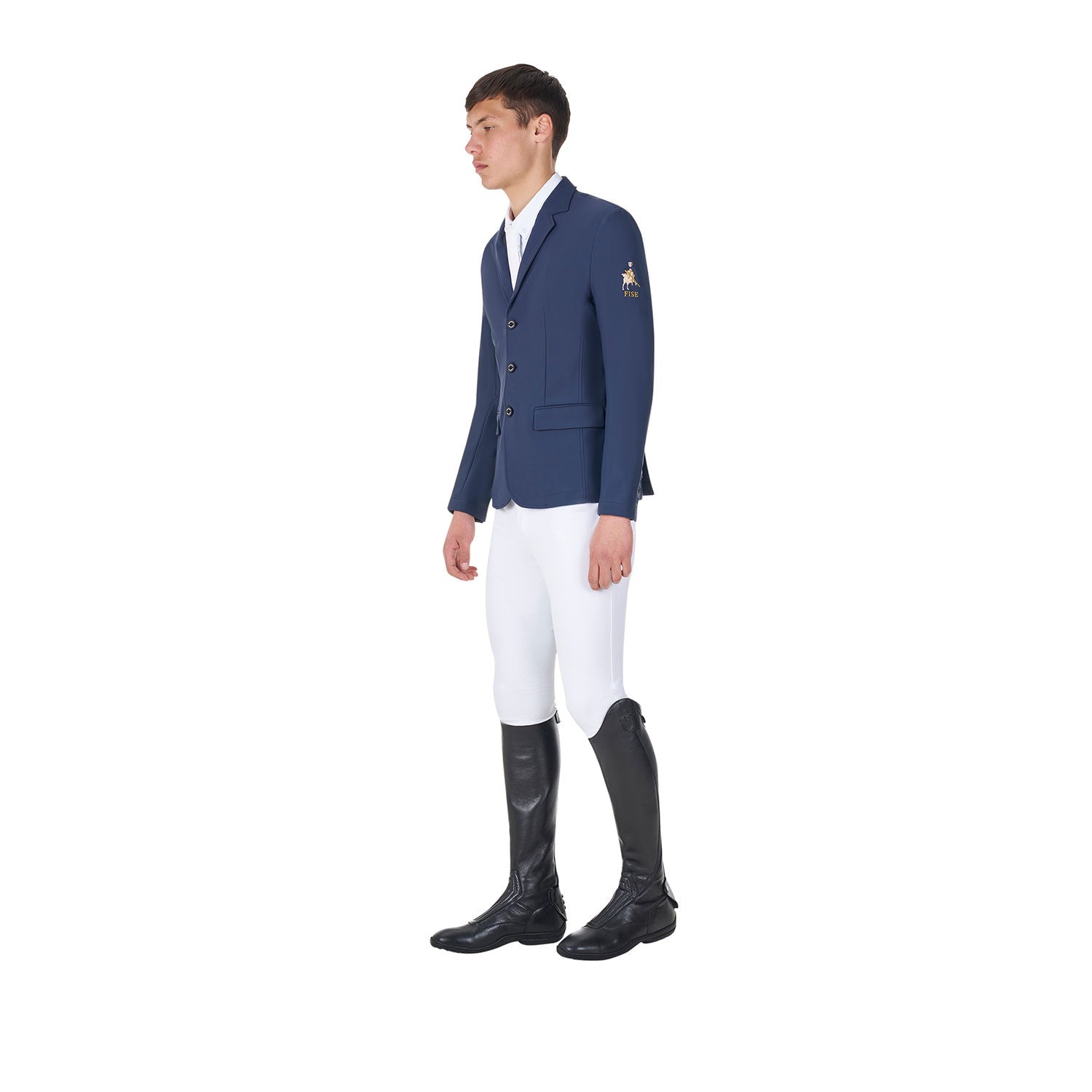 Chaqueta de hombre de concurso tres botones Equestro X FISE - Navy Blazer