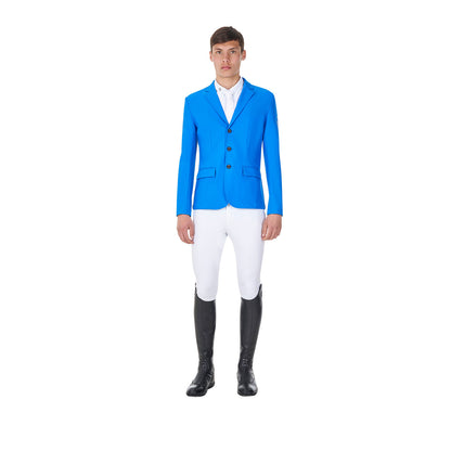 Chaqueta de hombre de concurso tres botones Equestro X FISE - Azzurro Savoia