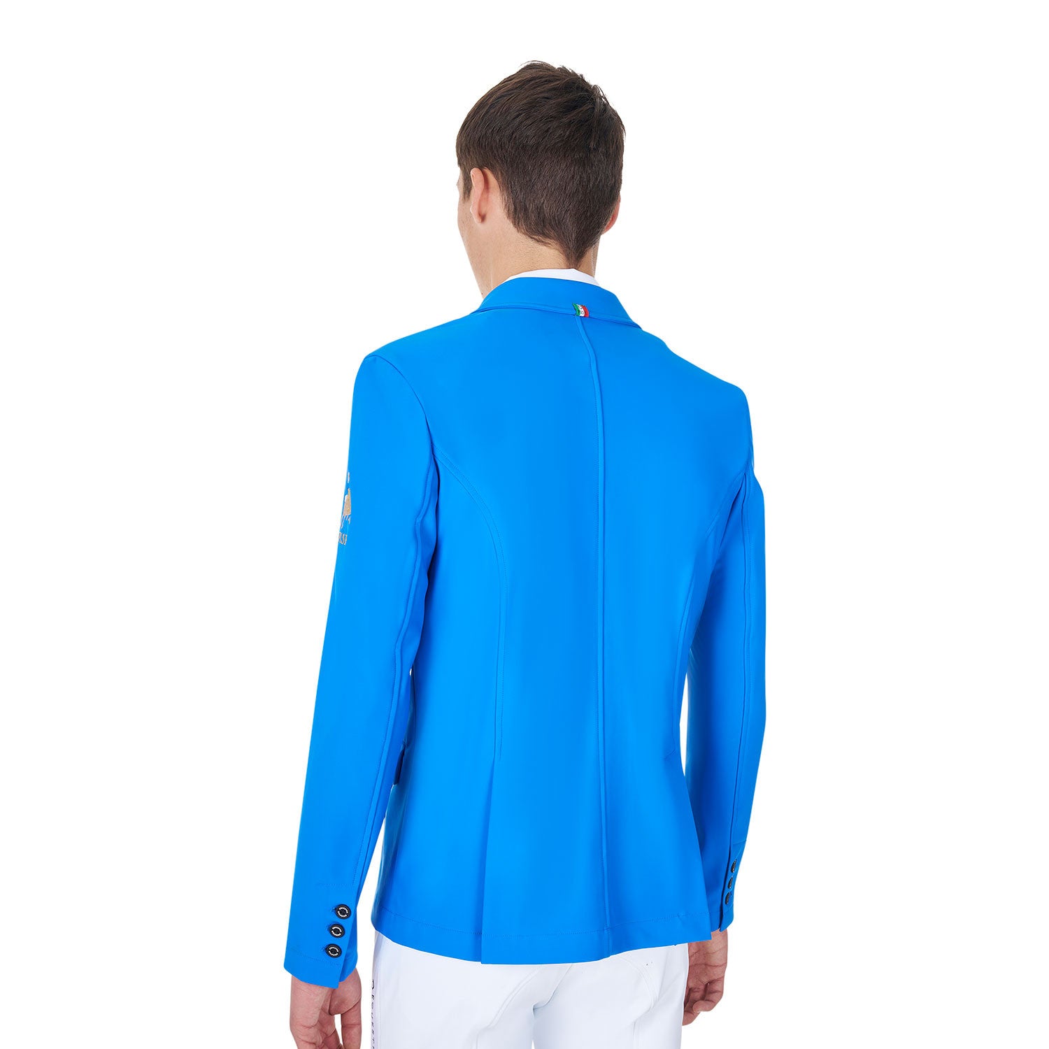 Chaqueta de hombre de concurso tres botones Equestro X FISE - Azzurro Savoia