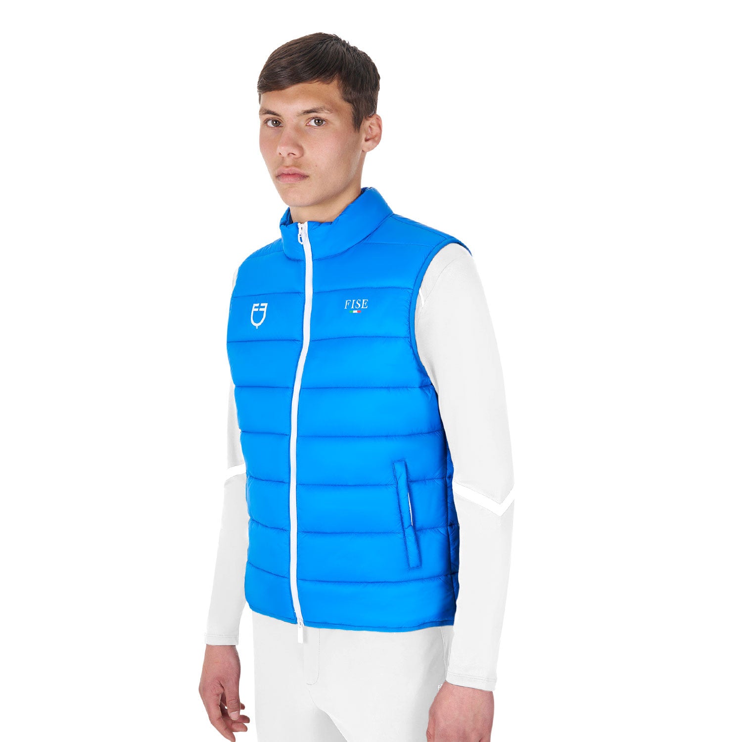 Chaleco sin mangas slim fit hombre Equestro X FISE - Azzurro Savoia