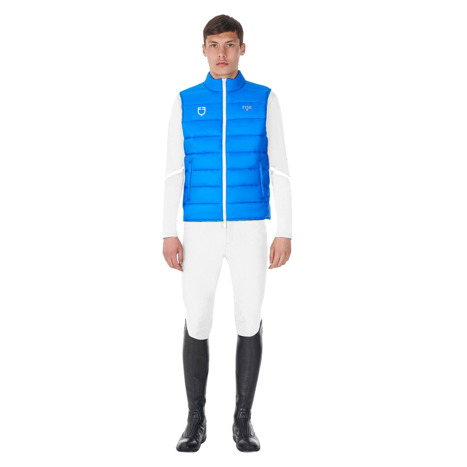 Chaleco sin mangas slim fit hombre Equestro X FISE - Azzurro Savoia