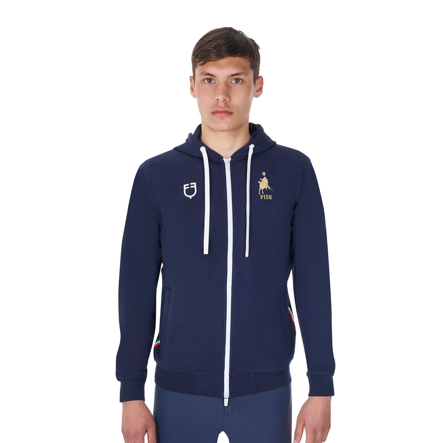 Sudadera de hombre con capucha Equestro X FISE - Navy Blazer