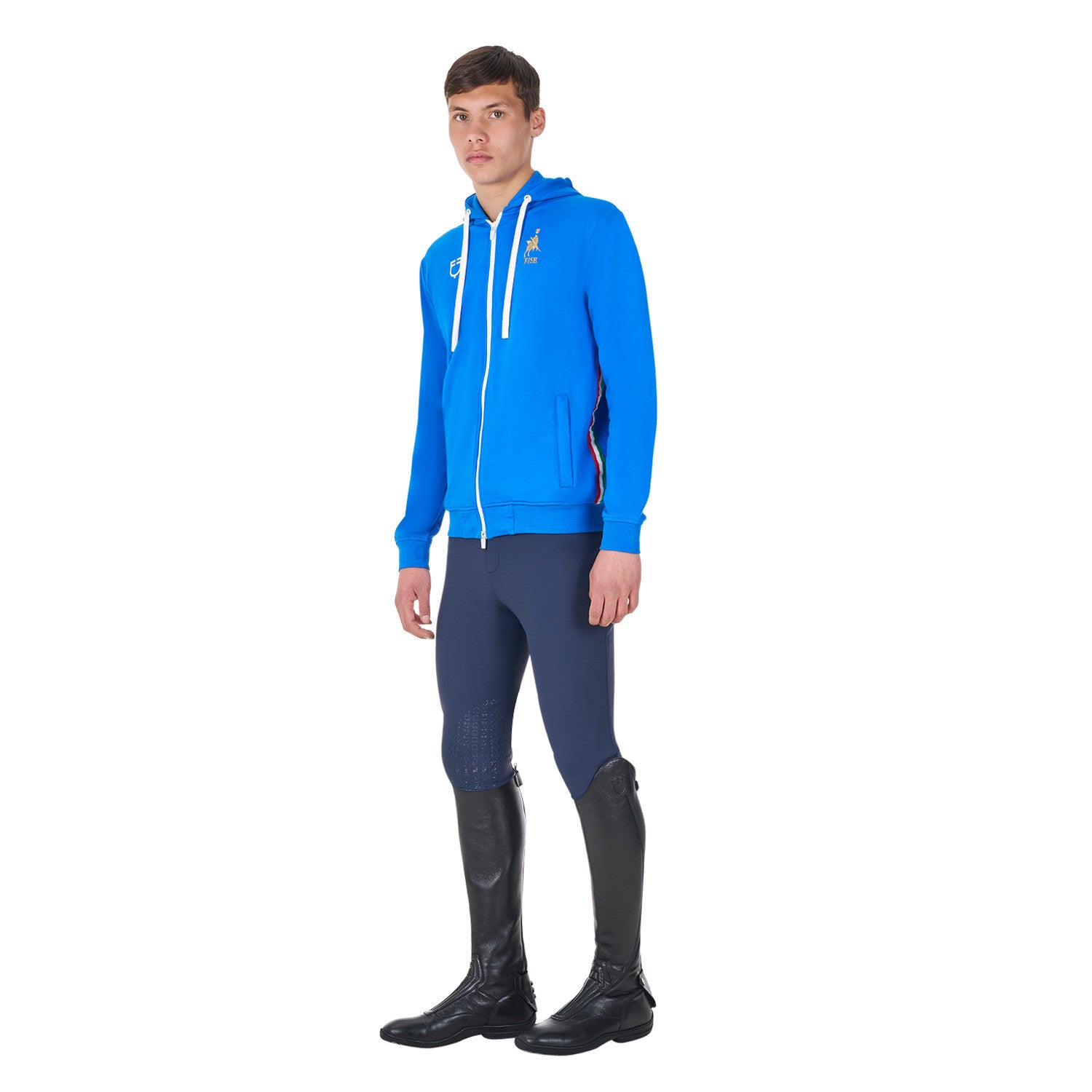 Sudadera de hombre con capucha Equestro X FISE - Azzurro Savoia