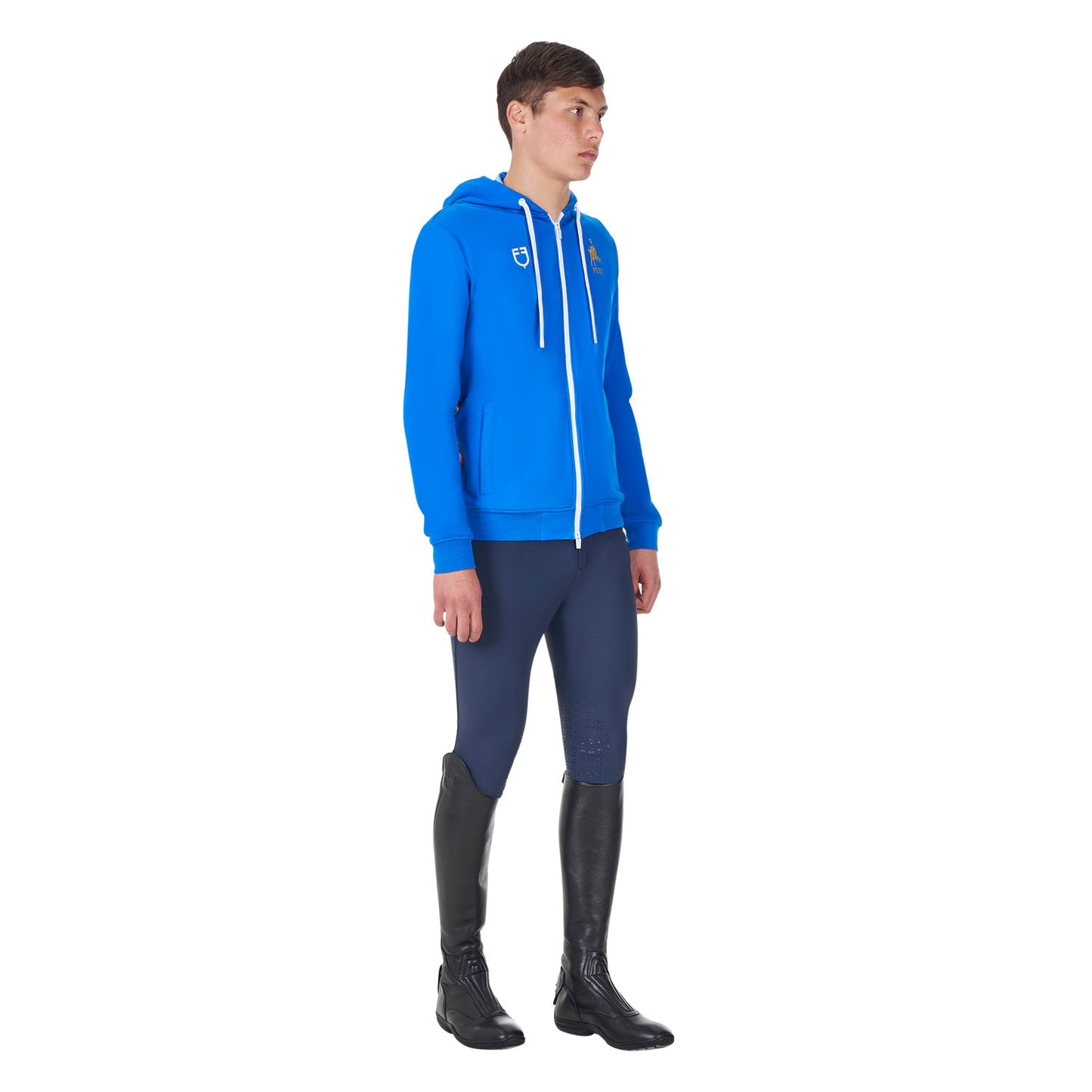 Sudadera de hombre con capucha Equestro X FISE - Azzurro Savoia