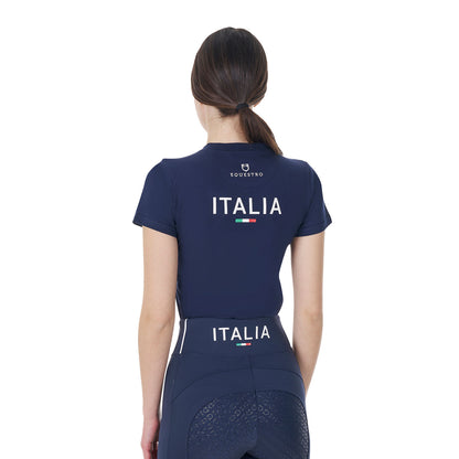 Camiseta de mujer entallada Equestro X FISE - Navy Blazer