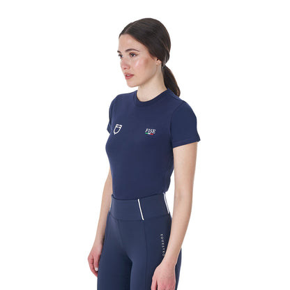 Camiseta de mujer entallada Equestro X FISE - Navy Blazer