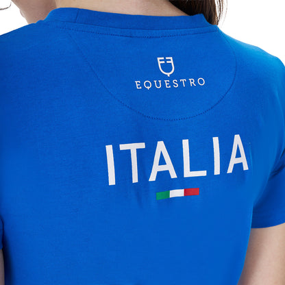 Camiseta de mujer entallada Equestro X FISE - Azzurro Savoia