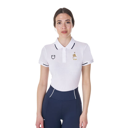 Polo de mujer de entrenamiento tres botones Equestro X FISE