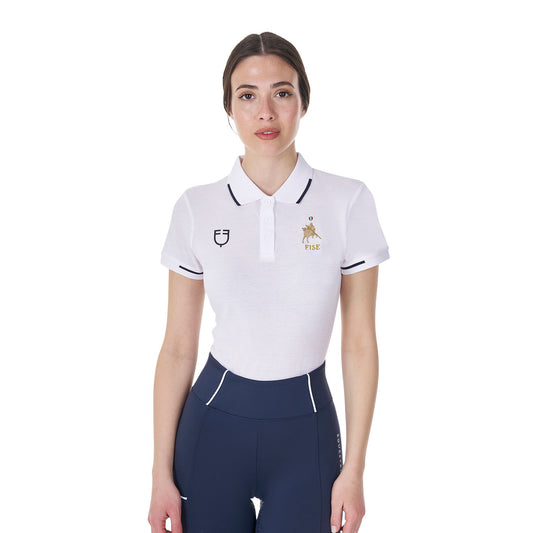 Polo de mujer de entrenamiento tres botones Equestro X FISE