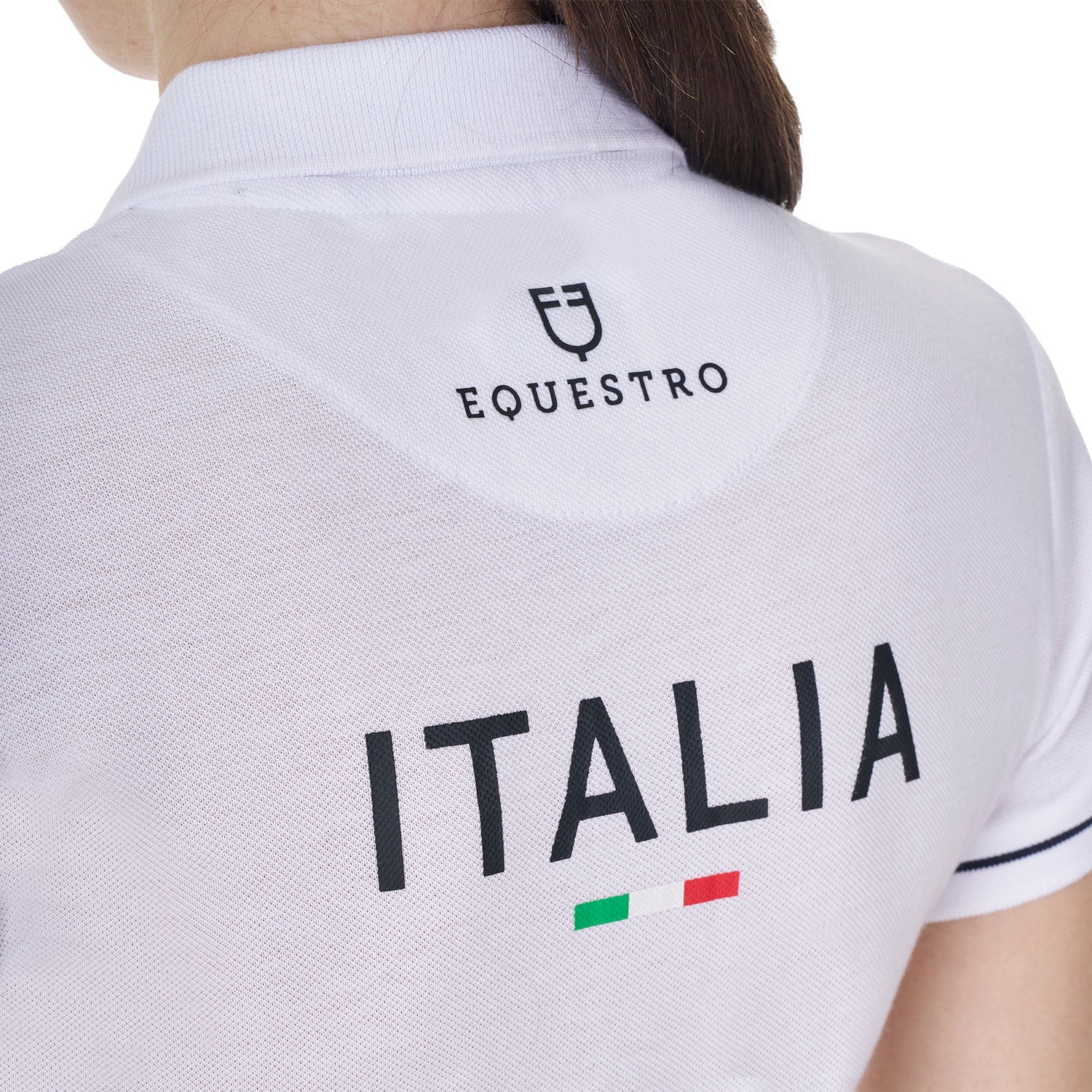 Polo de mujer de entrenamiento tres botones Equestro X FISE - Blanco
