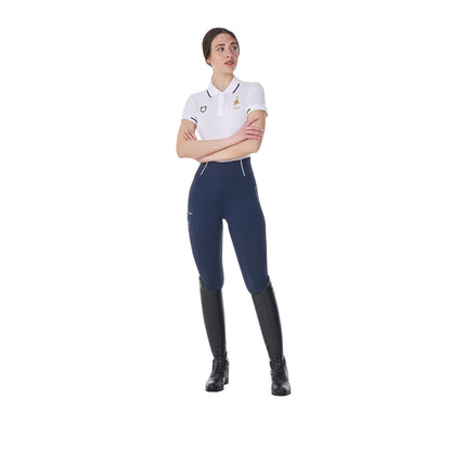 Polo de mujer de entrenamiento tres botones Equestro X FISE - Blanco
