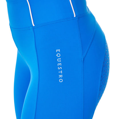 Leggings de mujer slim fit full grip Equestro X FISE - Azzurro Savoia