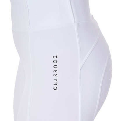 Leggings de mujer slim fit full grip Equestro X FISE - Blanco