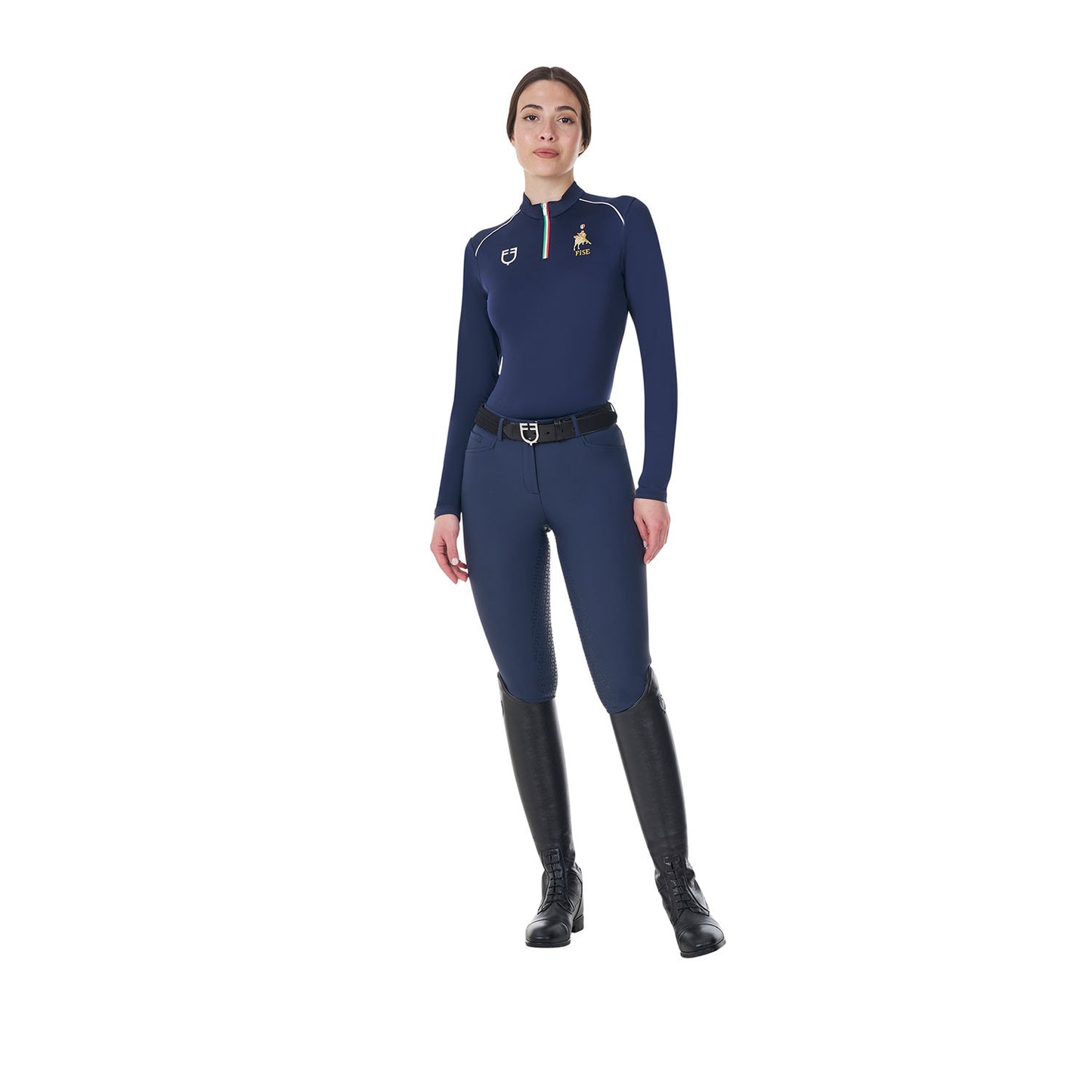 Capa base de mujer de entrenamiento Equestro X FISE - Navy Blazer