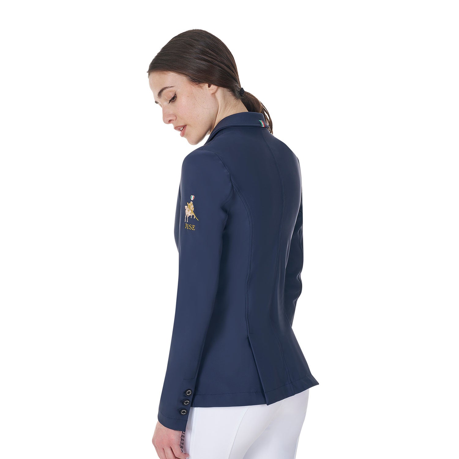 Chaqueta de mujer de concurso tres botones Equestro X FISE - Navy Blazer