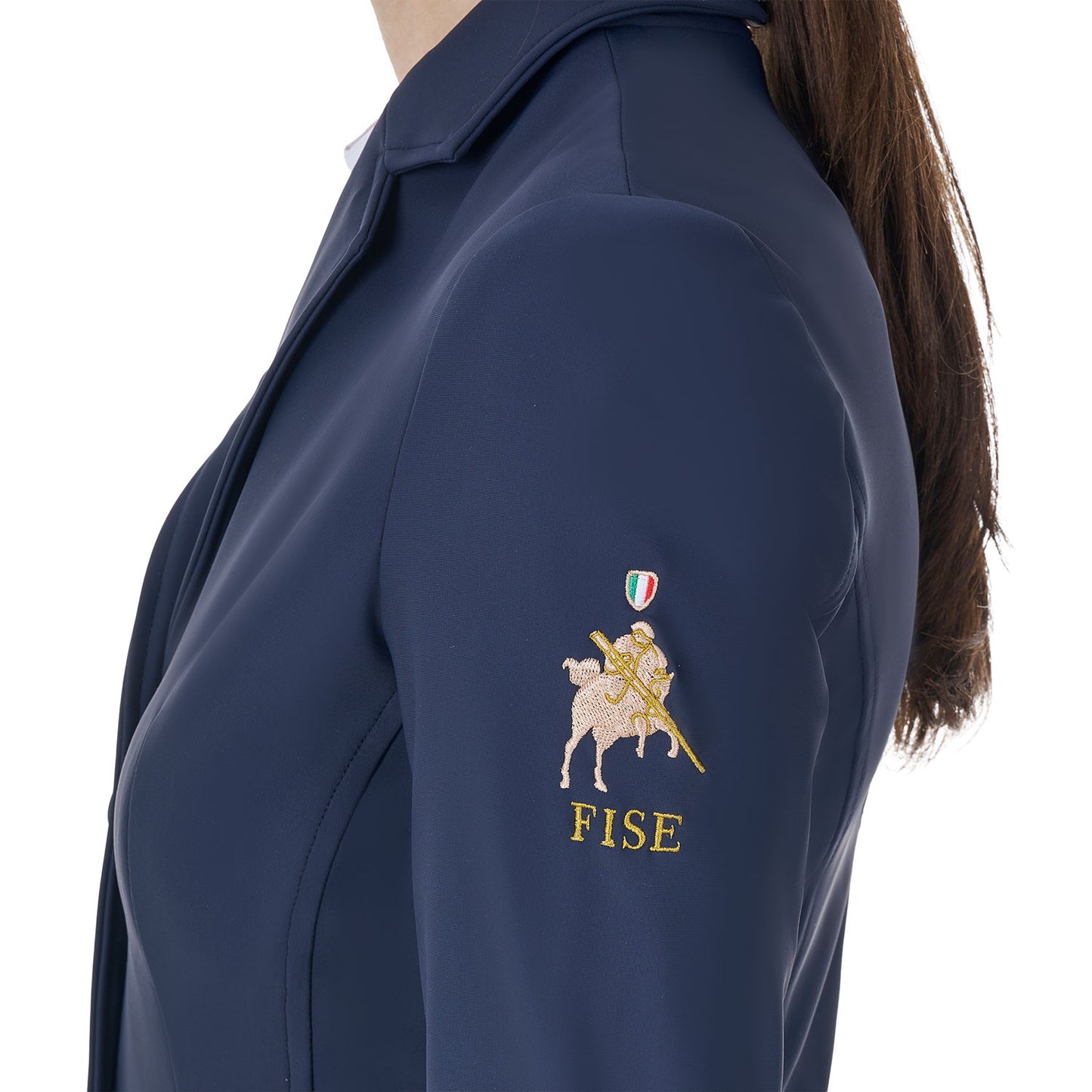 Chaqueta de mujer de concurso tres botones Equestro X FISE - Navy Blazer
