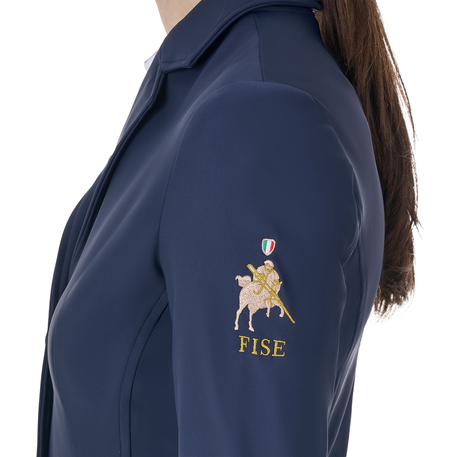 Chaqueta de mujer de concurso tres botones Equestro X FISE - Navy Blazer