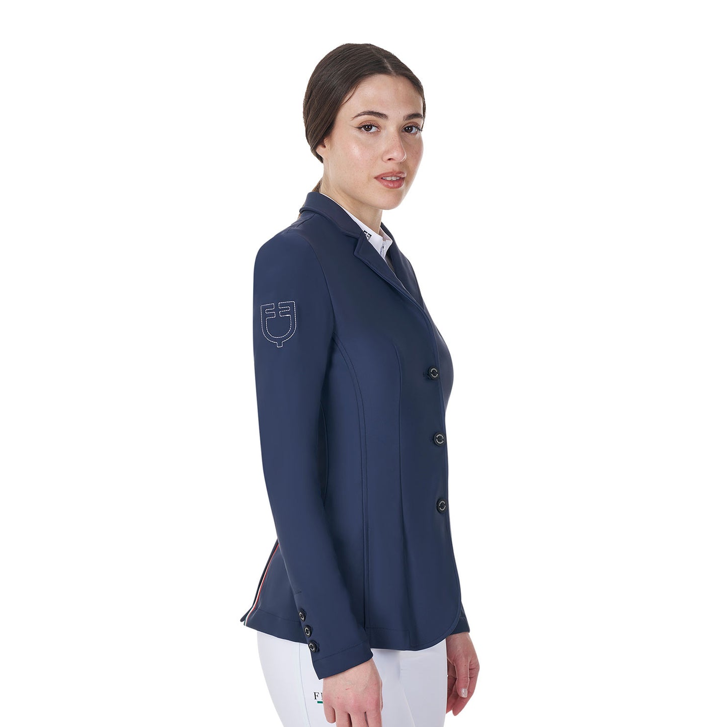 Chaqueta de mujer de concurso tres botones Equestro X FISE - Navy Blazer