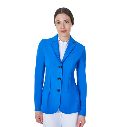 Chaqueta de mujer de concurso tres botones Equestro X FISE - Azzurro Savoia