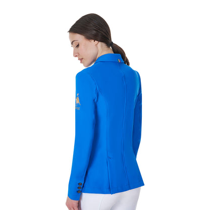 Chaqueta de mujer de concurso tres botones Equestro X FISE - Azzurro Savoia