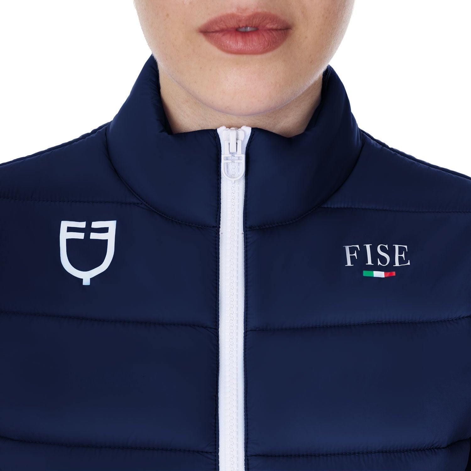 Chaleco sin mangas de mujer slim fit Equestro X FISE - Navy Blazer