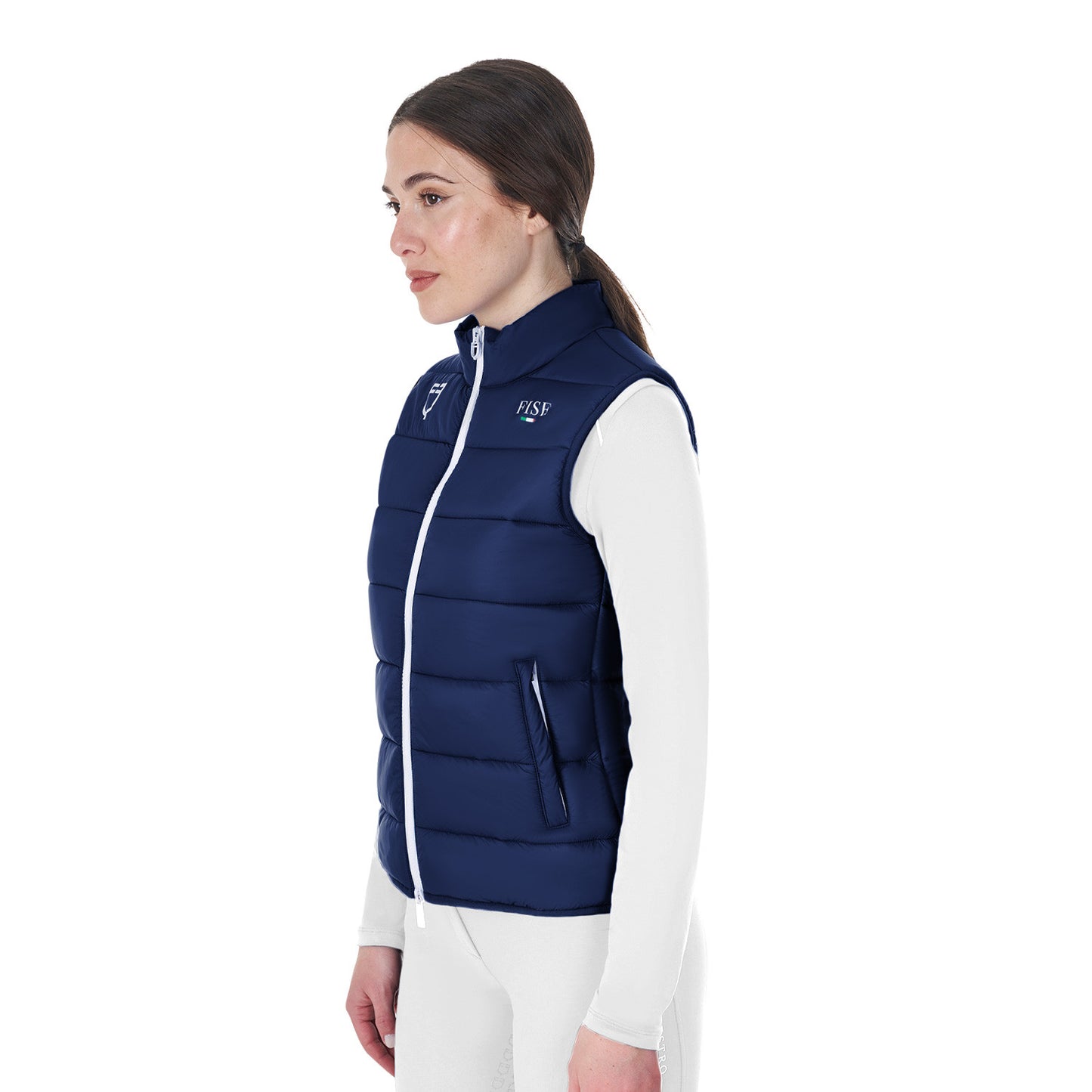Chaleco sin mangas de mujer slim fit Equestro X FISE - Navy Blazer